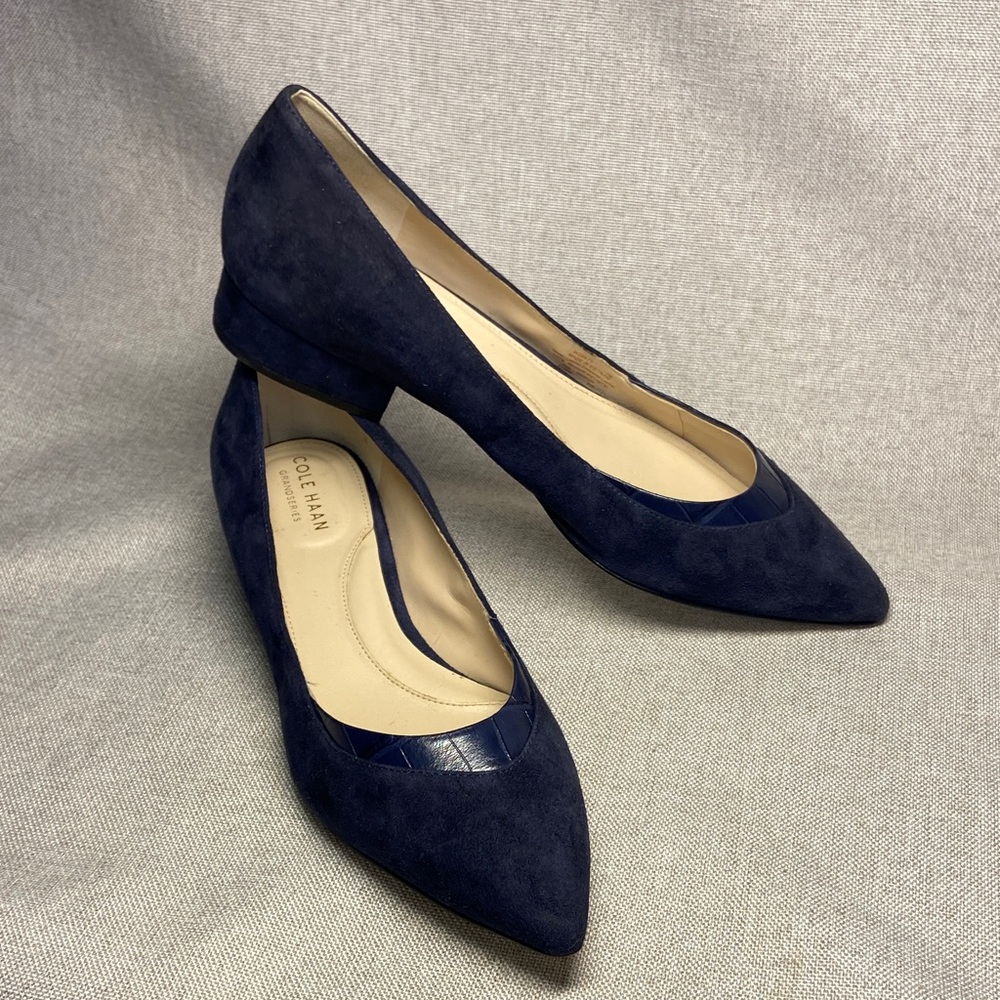 Cole Haan Women's Dark Blue Suede Loafers. Size 7B